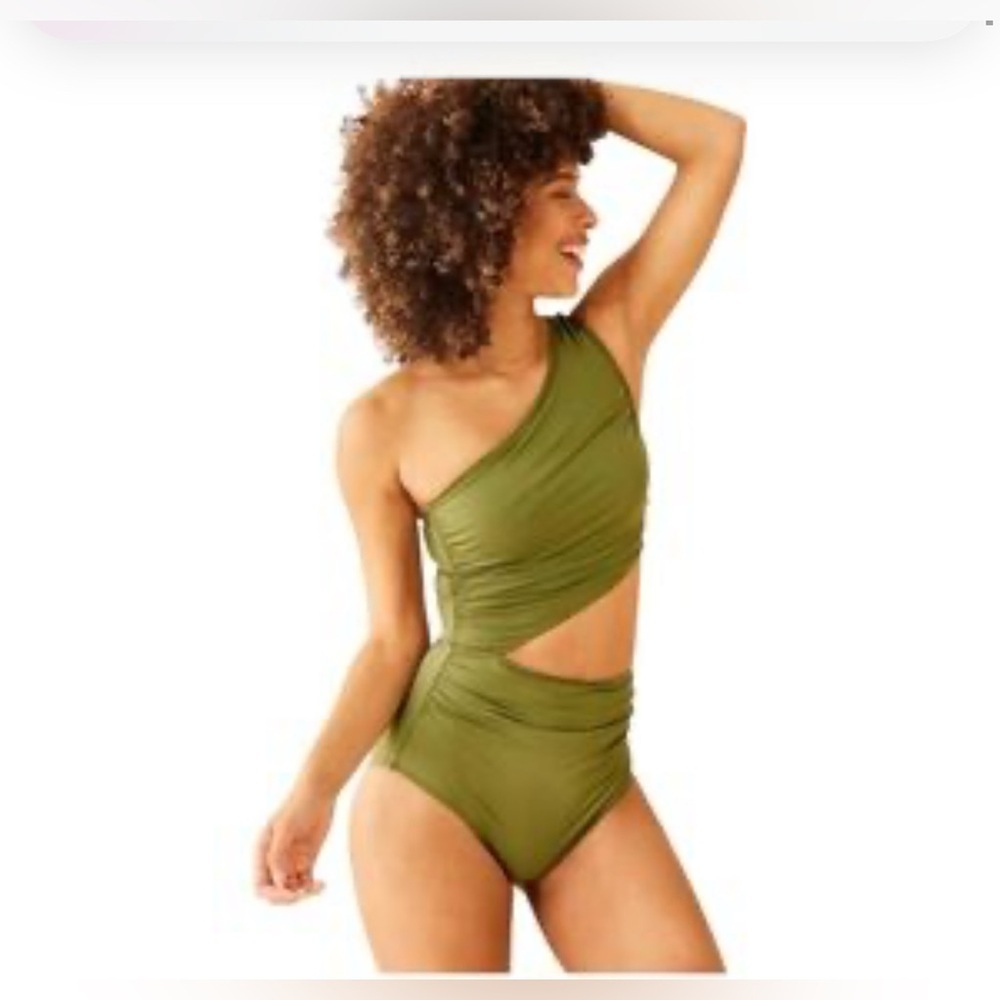 💚Shade & Shore Olive Green One-Shoulder Swimsuit💚 M